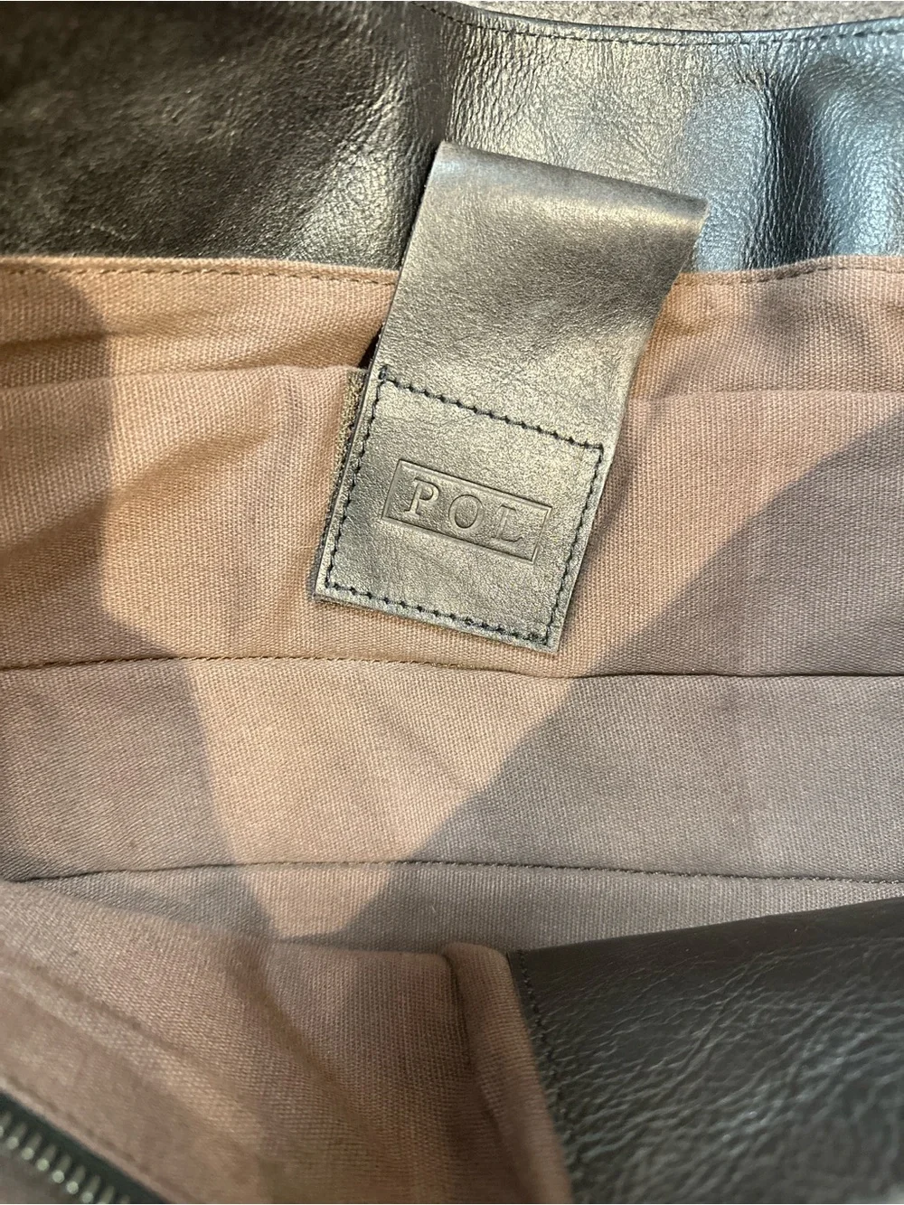 POL Genuine Brown Leather Messenger Bag